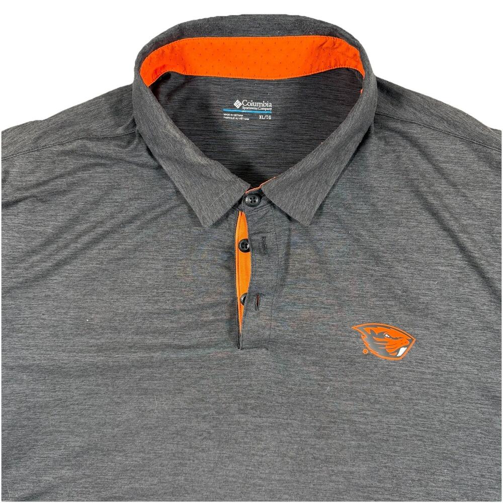 Columbia Men's XL Black and Orange Oregon State Beavers Short Sleeve Polo Shirt